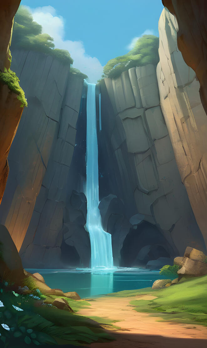 a waterfall in a stone tunnel