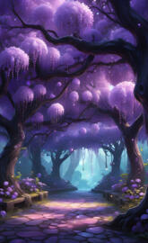 a purple tunnel with flowers