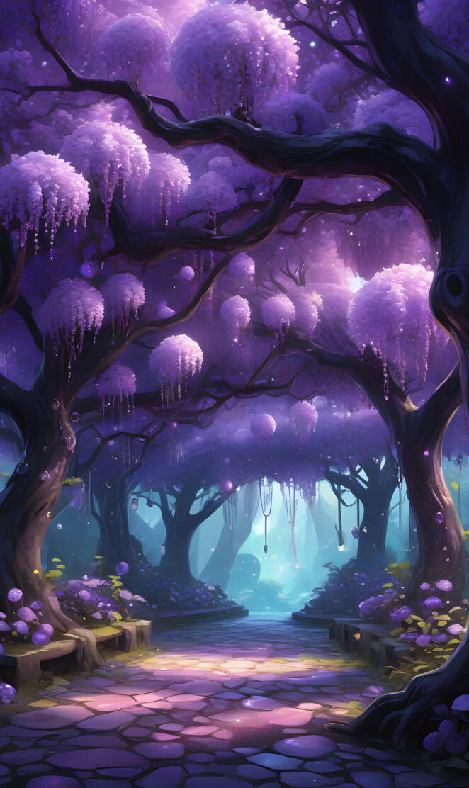 a purple tunnel with flowers