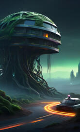 a car driving through a tunnel