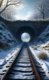 train tracks going through a tunnel