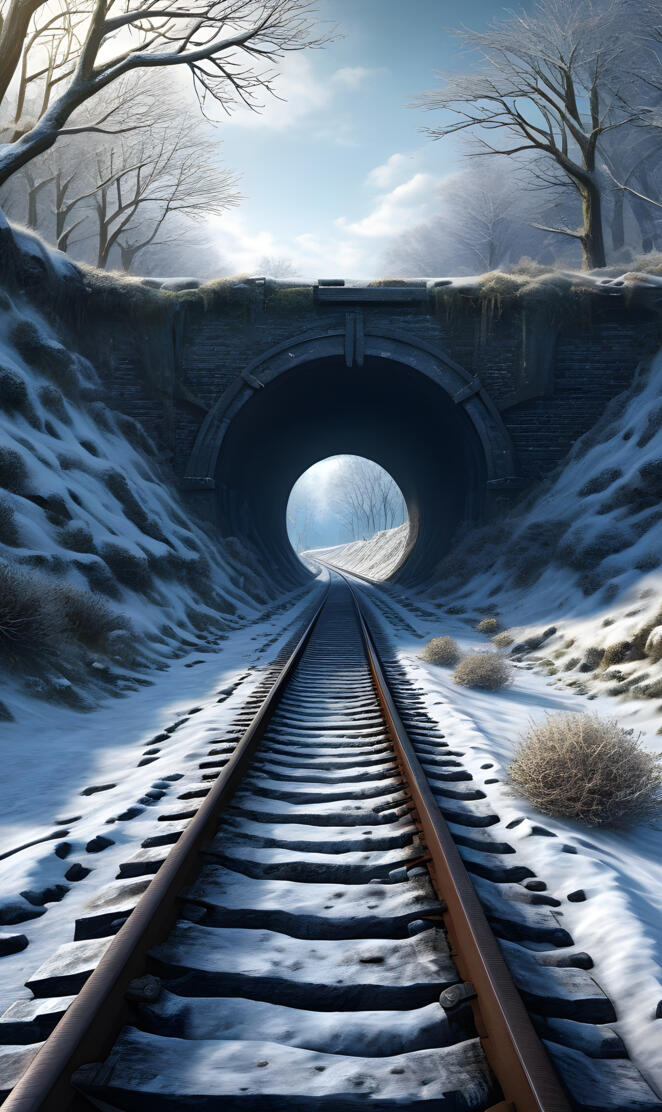 train tracks going through a tunnel