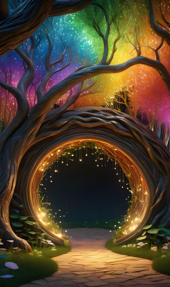 a walkway with plants and a tunnel