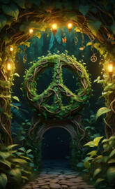 a tunnel with plants and lights