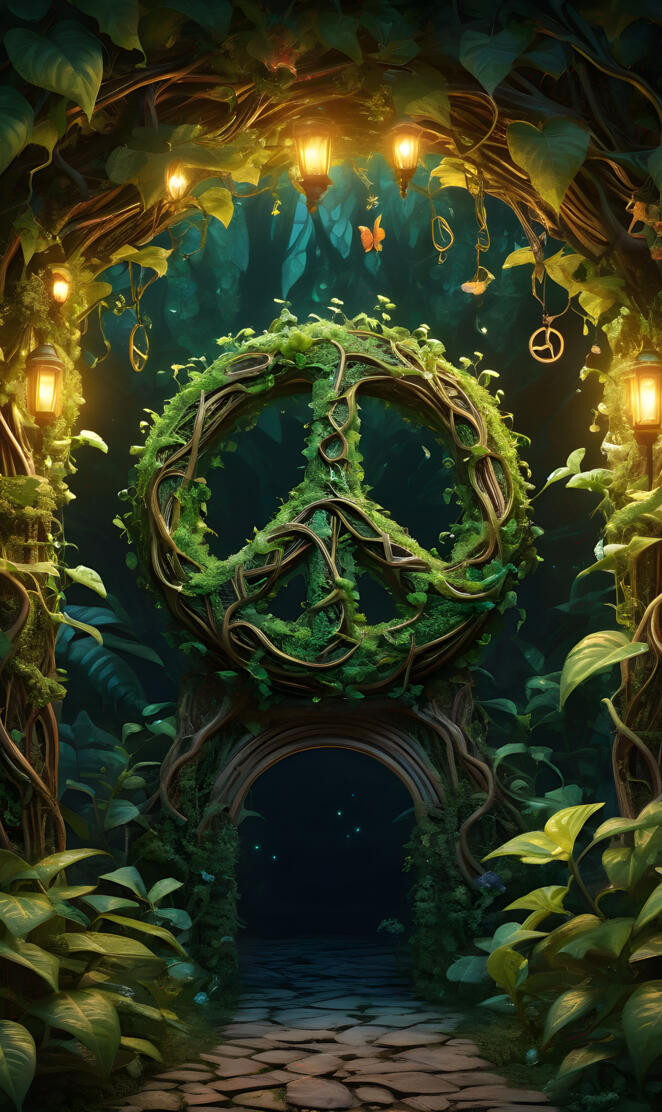 a tunnel with plants and lights