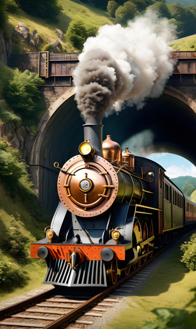 a train travels down the tracks