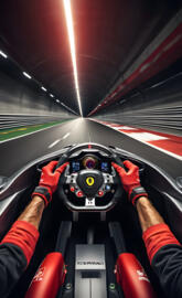 Formular 1 driving through a Long Tunnel