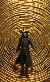 a person in a black coat and hat standing in a tunnel