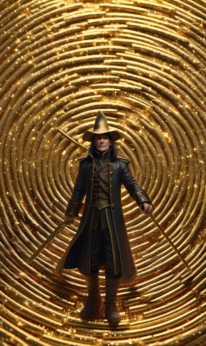 a person in a black coat and hat standing in a tunnel