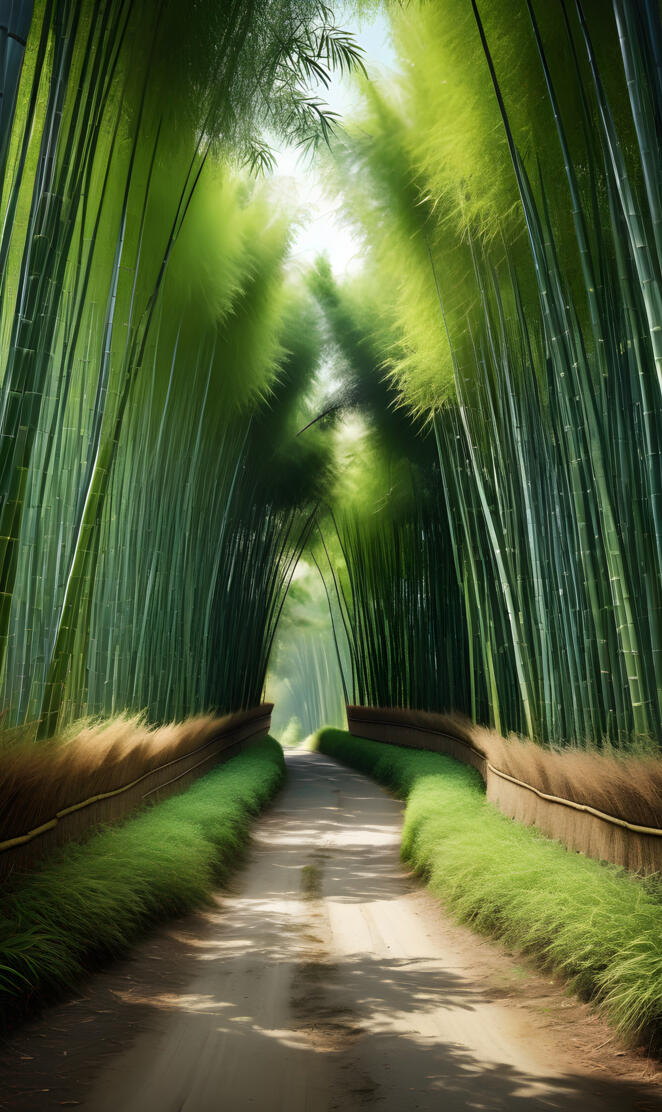 a path through a bamboo forest