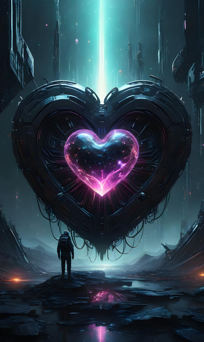 a person standing in a tunnel with a large circle of lights