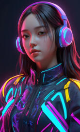 Goo Ha-ra wearing headphones