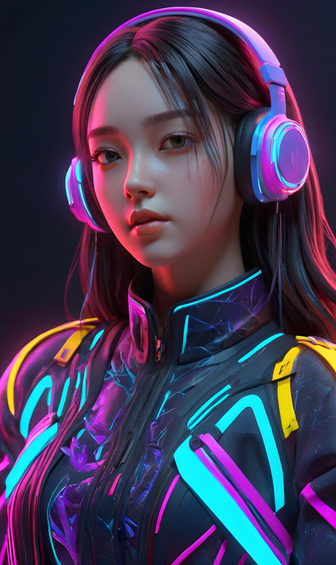 Goo Ha-ra wearing headphones
