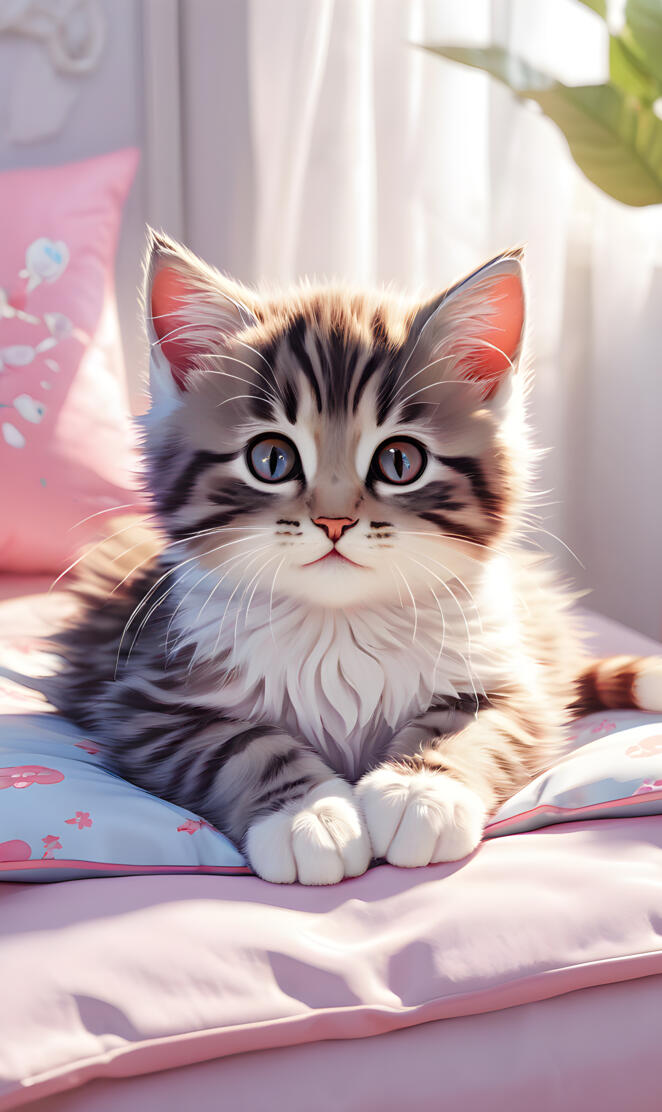 a cat sitting on a bed