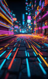 a city street at night