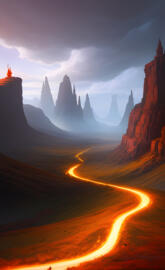 river of firr a landscape with a group of tall rocky mountains