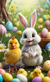 bunny and chicken Easter cut