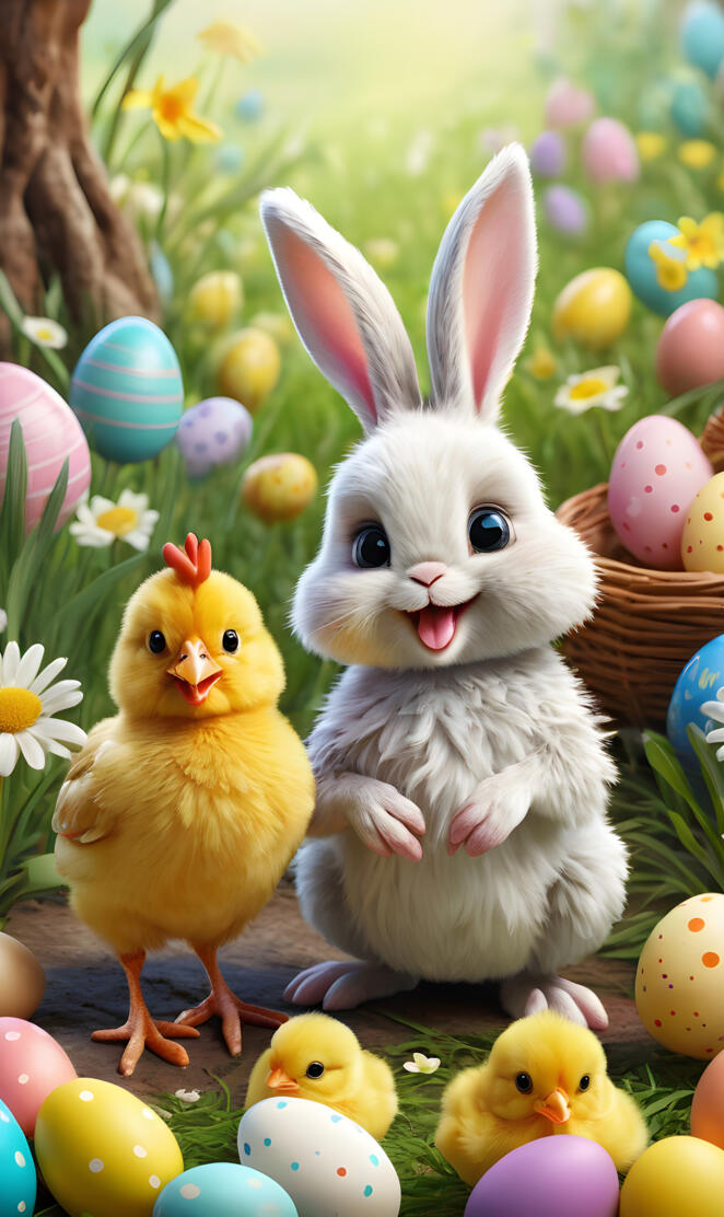 bunny and chicken Easter cut