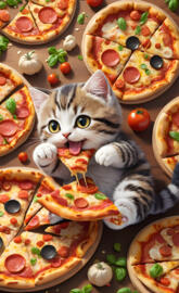 cut cat that loves pizza