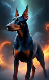 doberman in cosmos