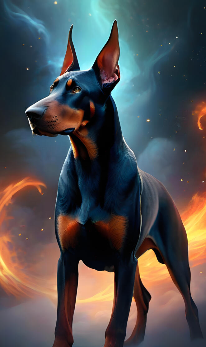 doberman in cosmos