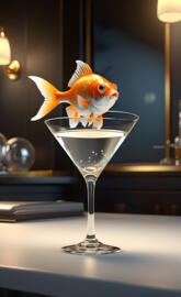 a goldfish in a glass