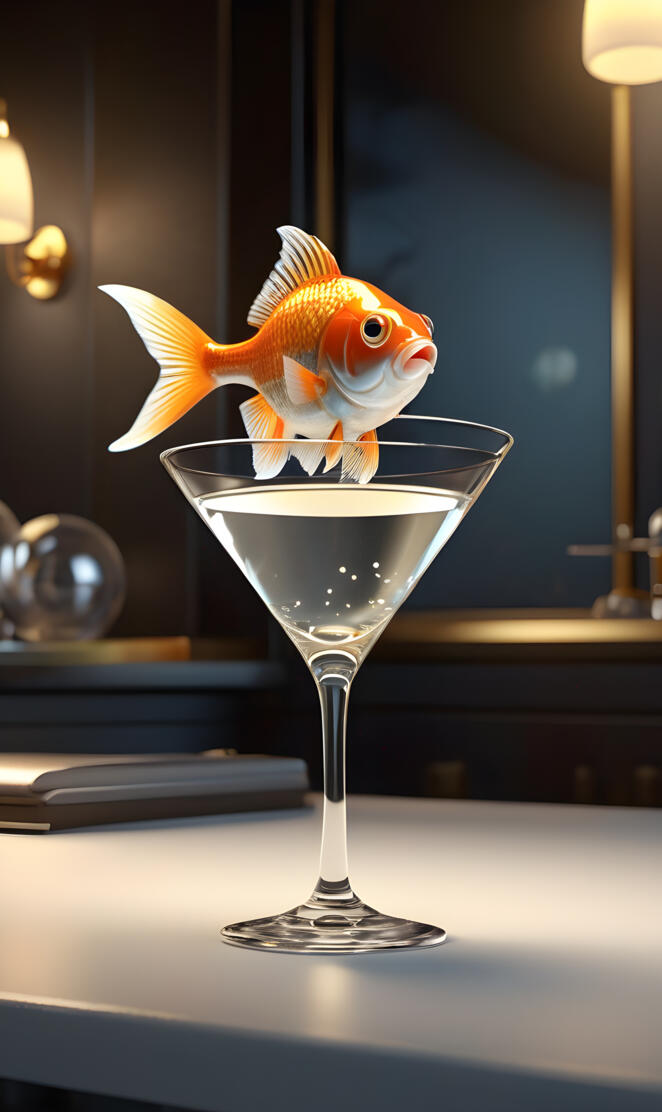 a goldfish in a glass