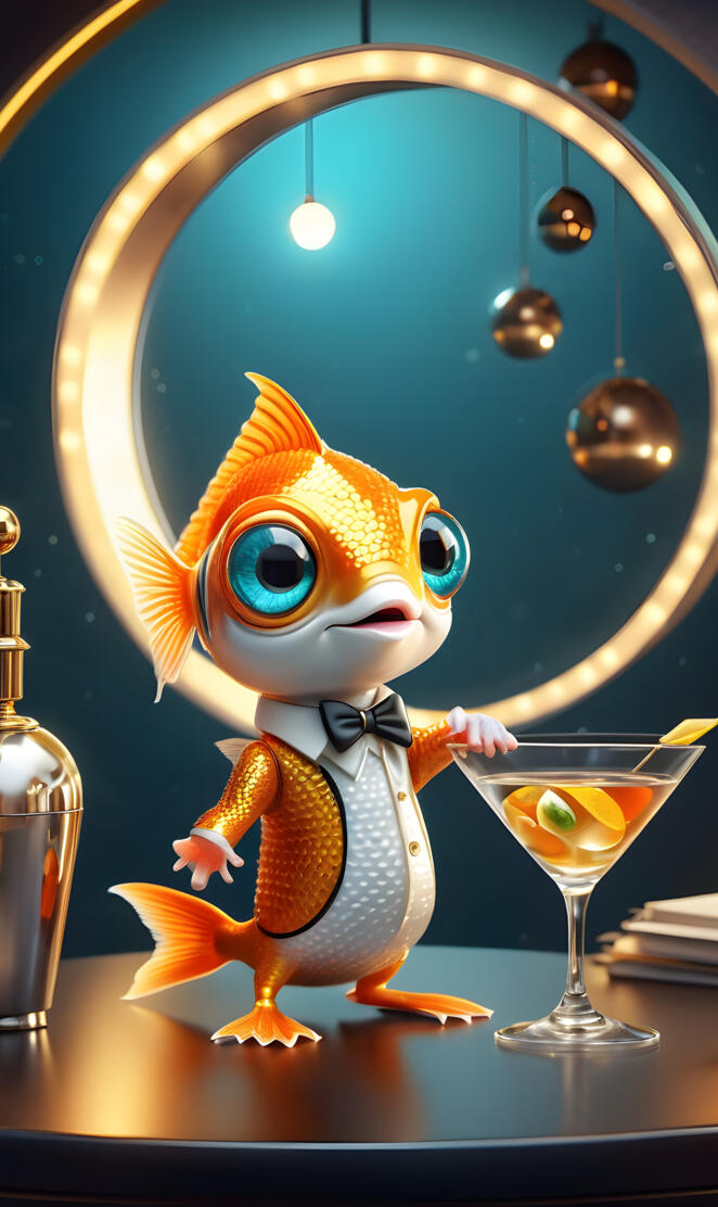 a toy fish figurine in front of a mirror