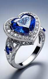 Heart-Shaped Diamond & Sapphire Engagement Ring