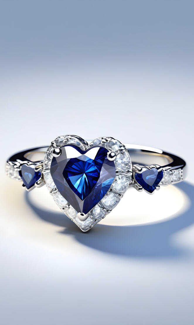 Sapphire Diamond Heart Promise Ring