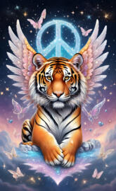 a tiger with a unicorn horn