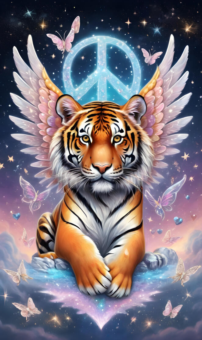 a tiger with a unicorn horn