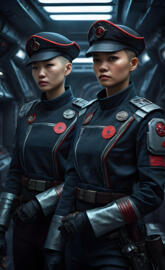 two space soldiers ready for deployment.