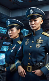 Both Space Captains aboard their space warship