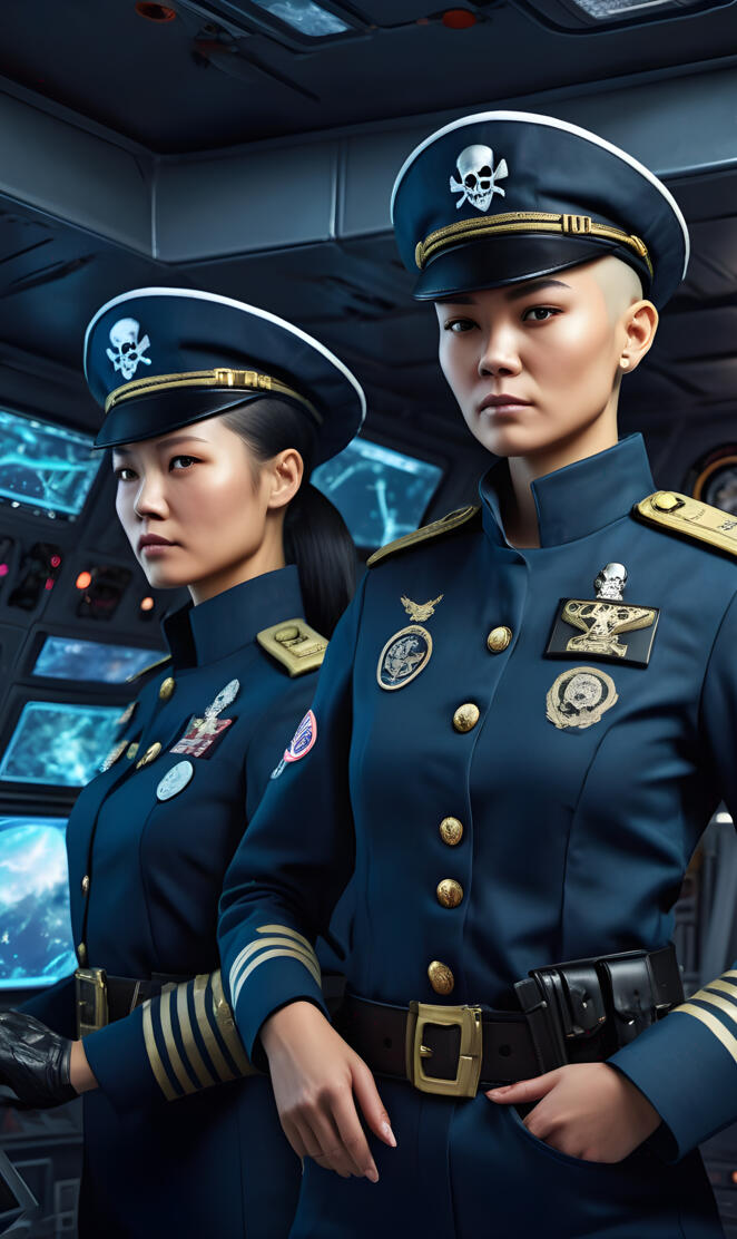 Both Space Captains aboard their space warship