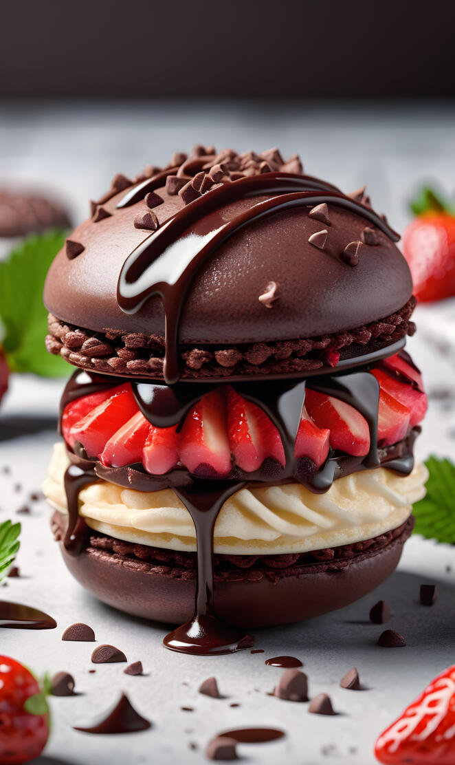 Chocolate Fudge Berry Macaroon