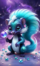 a blue creature with a blue hair