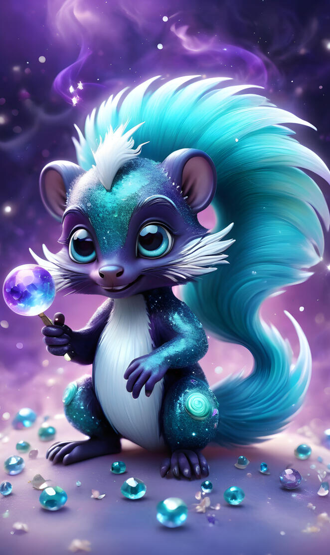 a blue creature with a blue hair