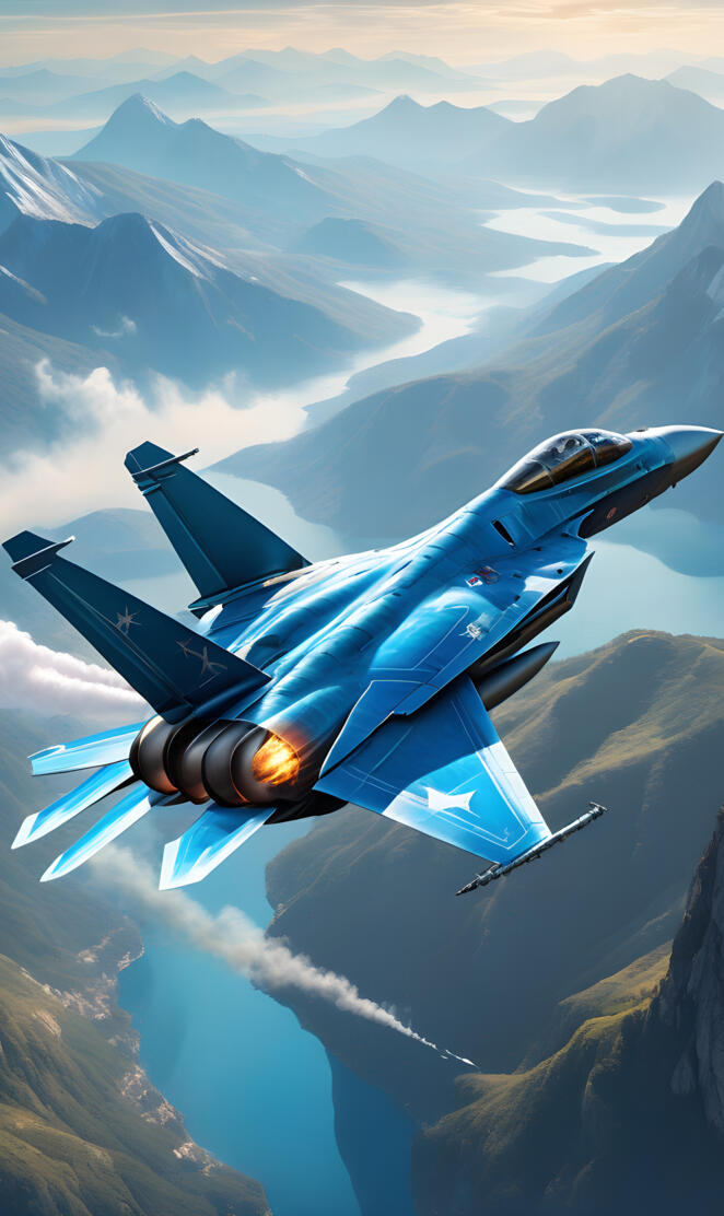 a fighter jet flying over mountains