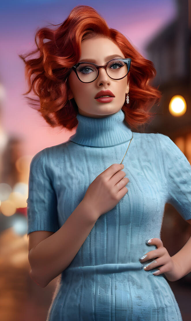 a woman with red hair