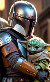 Din Djarin And Din Grogu. 
Mad Love. 💙💚