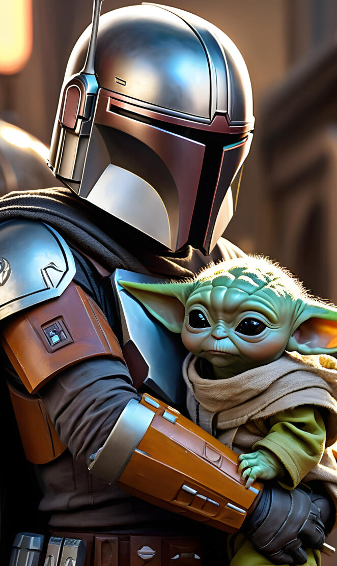 Din Djarin And Din Grogu. 
Mad Love. 💙💚