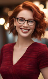 a woman wearing glasses