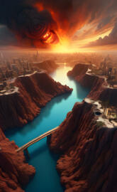 a river flowing through a canyon