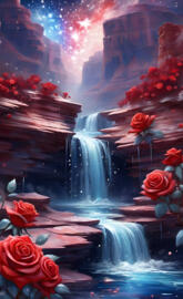 a fountain with flowers