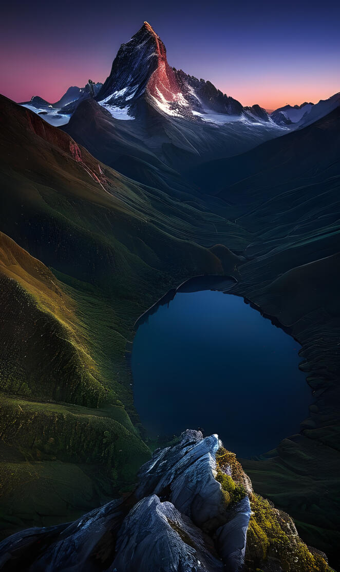 a large canyon with a lake in it