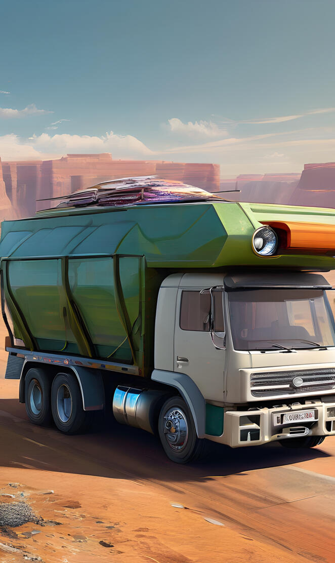 truck parked in front of a canyon