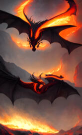 Dragons looking at each other
