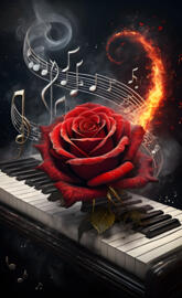music and red rose