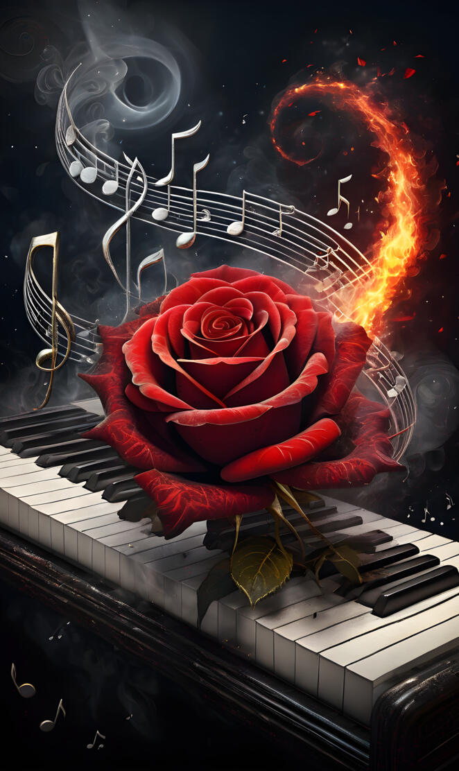 music and red rose